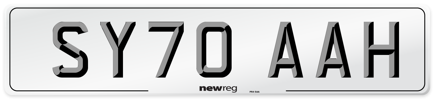 SY70 AAH Front Number Plate
