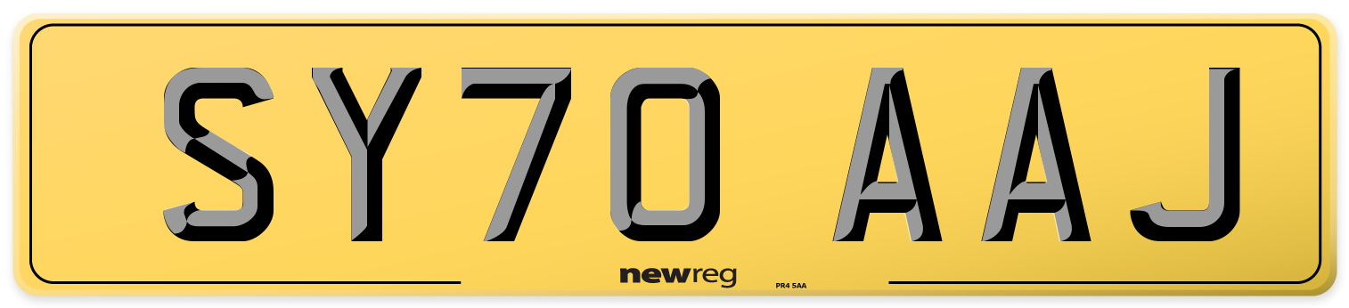 SY70 AAJ Rear Number Plate