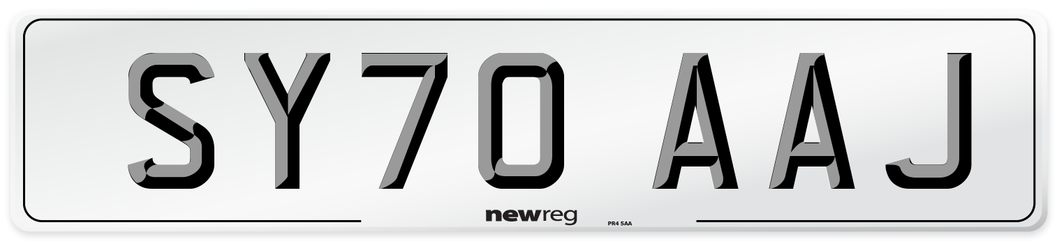 SY70 AAJ Front Number Plate