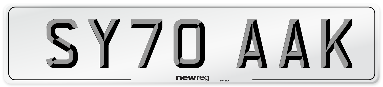 SY70 AAK Front Number Plate