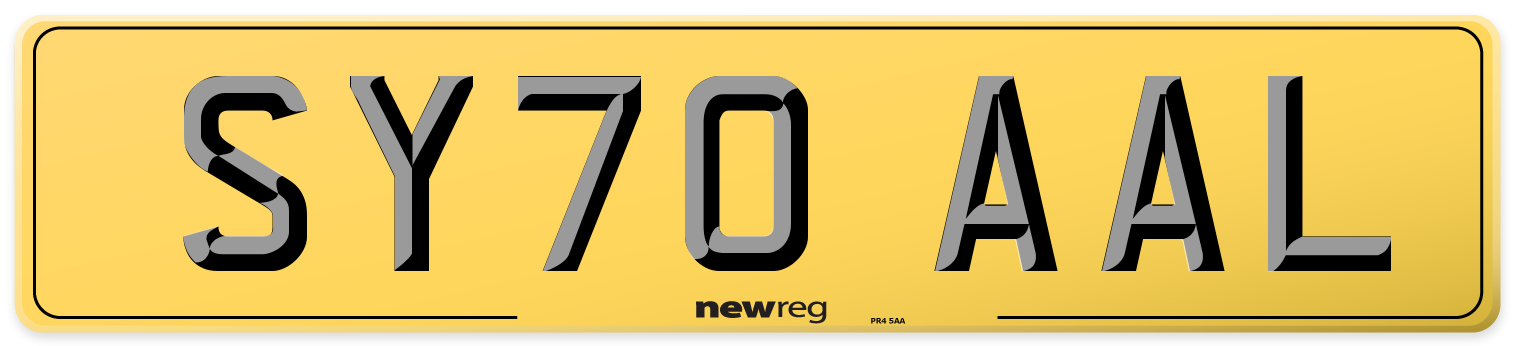 SY70 AAL Rear Number Plate