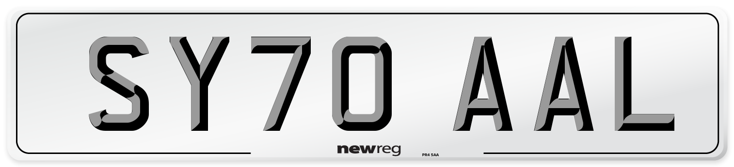 SY70 AAL Front Number Plate