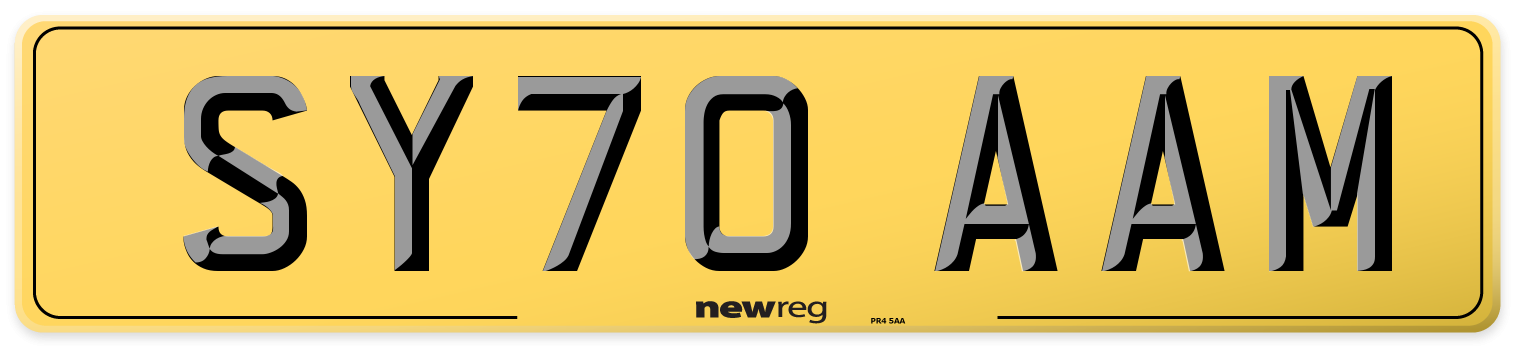 SY70 AAM Rear Number Plate