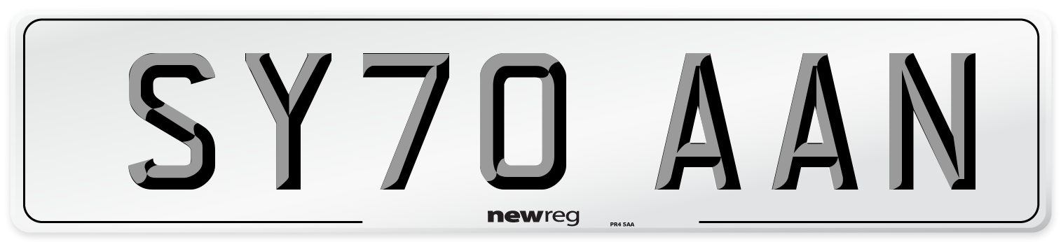 SY70 AAN Front Number Plate