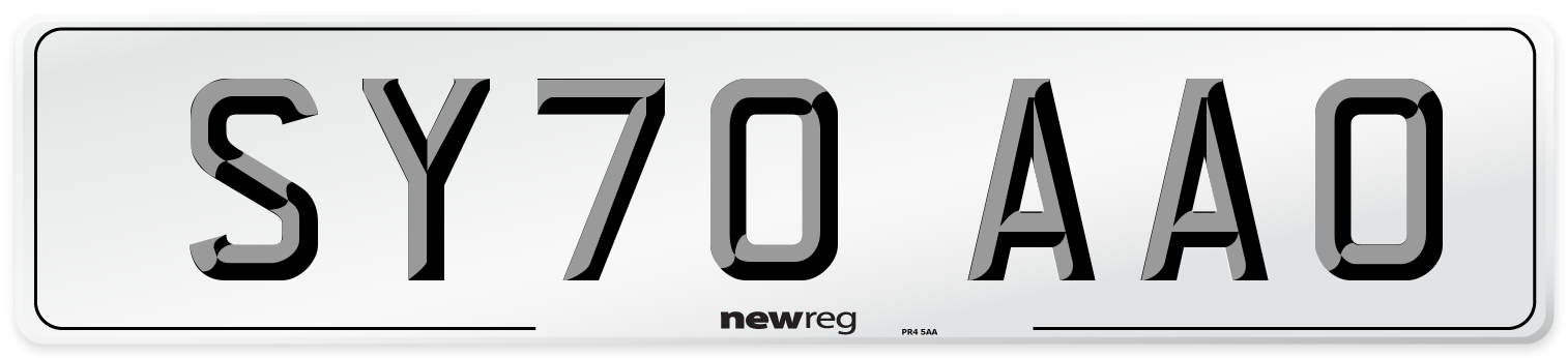 SY70 AAO Front Number Plate