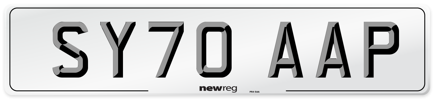 SY70 AAP Front Number Plate