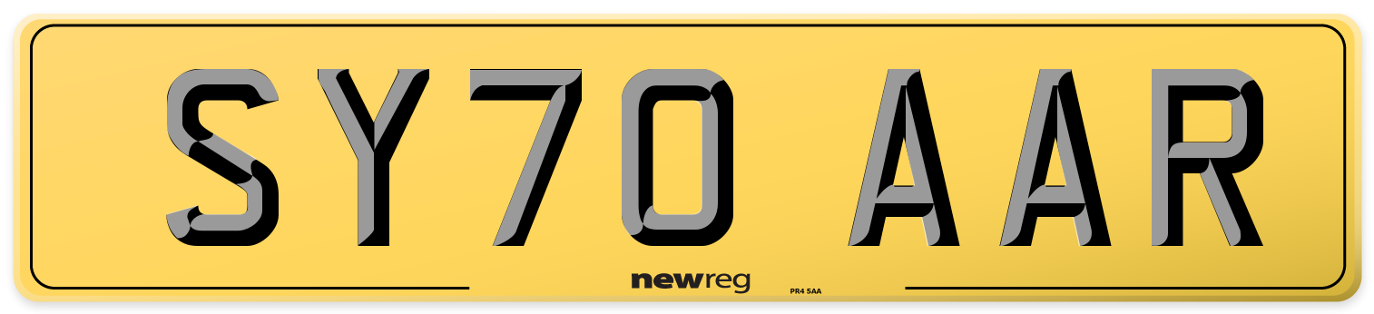 SY70 AAR Rear Number Plate