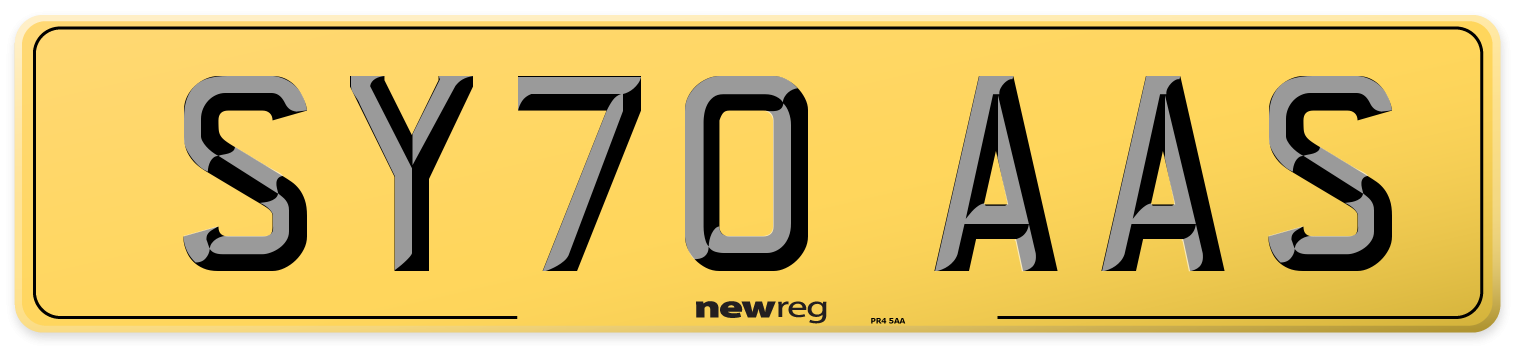 SY70 AAS Rear Number Plate