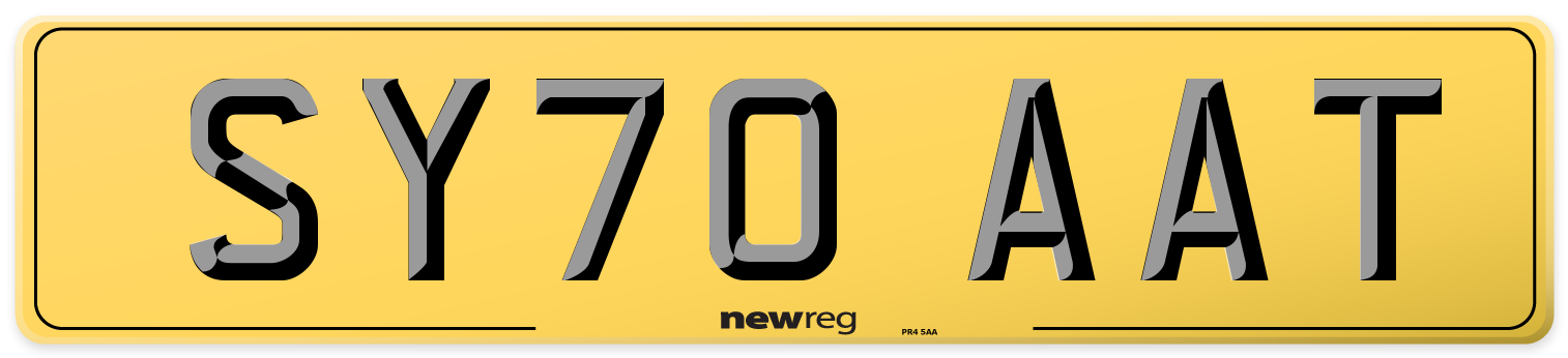 SY70 AAT Rear Number Plate