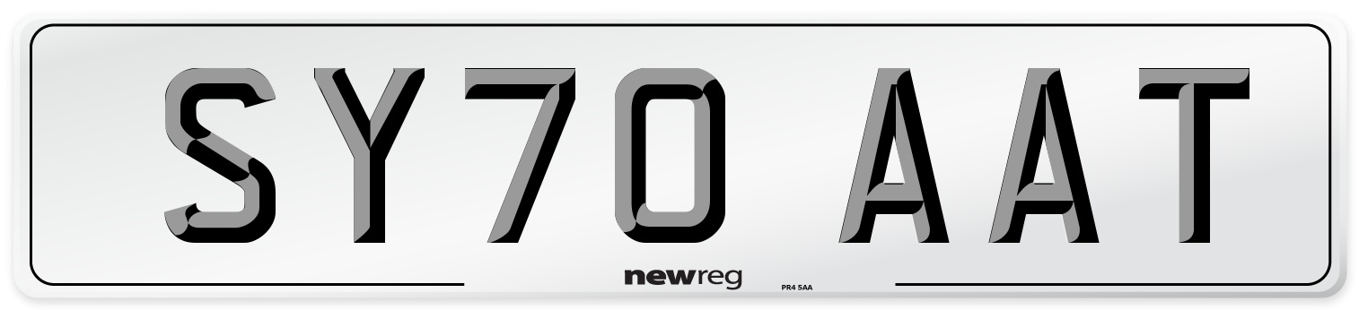 SY70 AAT Front Number Plate