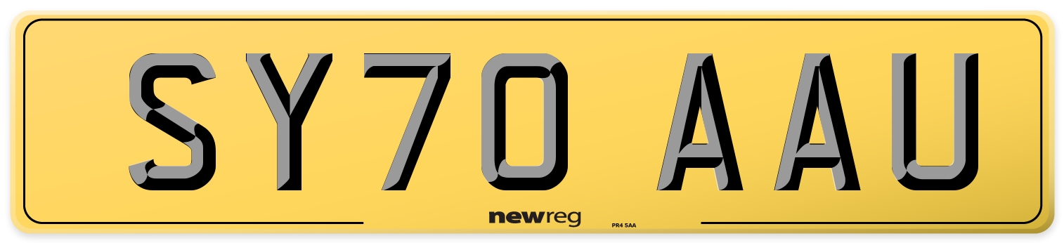 SY70 AAU Rear Number Plate