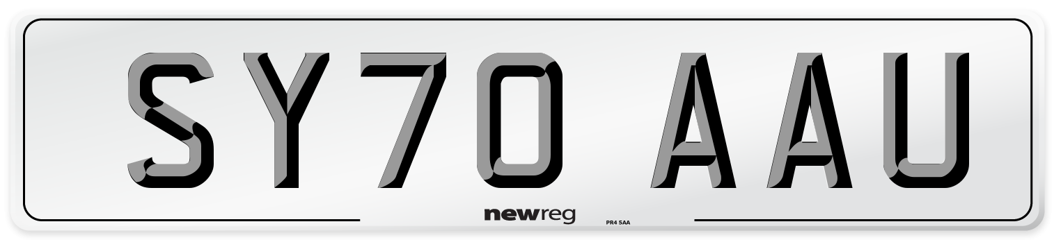 SY70 AAU Front Number Plate