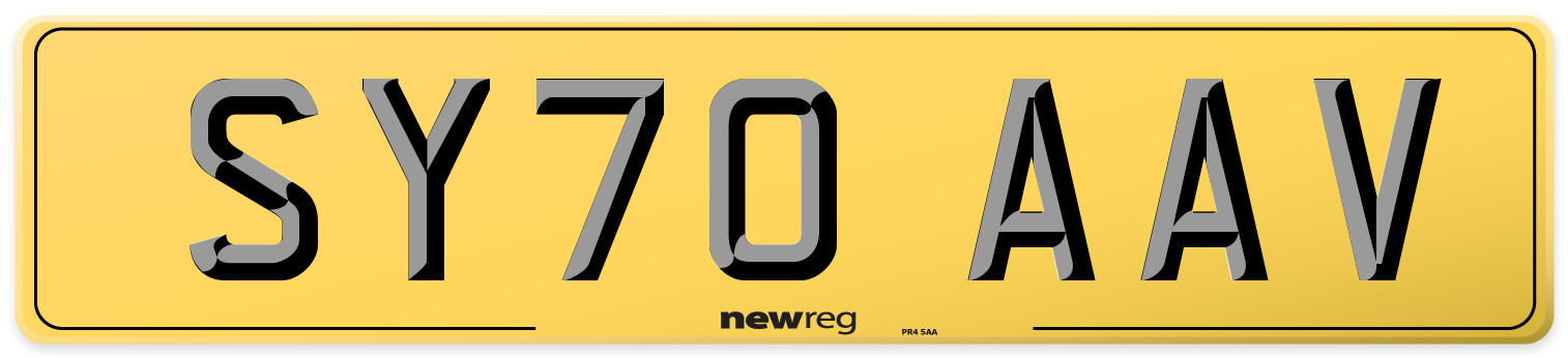 SY70 AAV Rear Number Plate