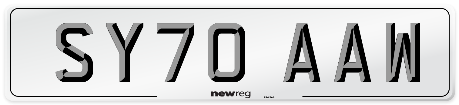 SY70 AAW Front Number Plate