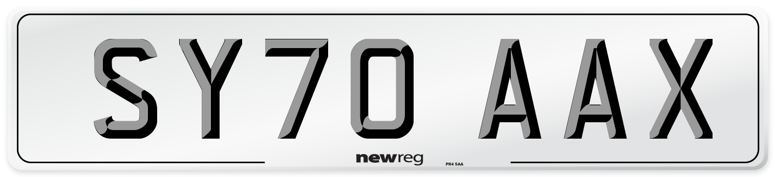 SY70 AAX Front Number Plate