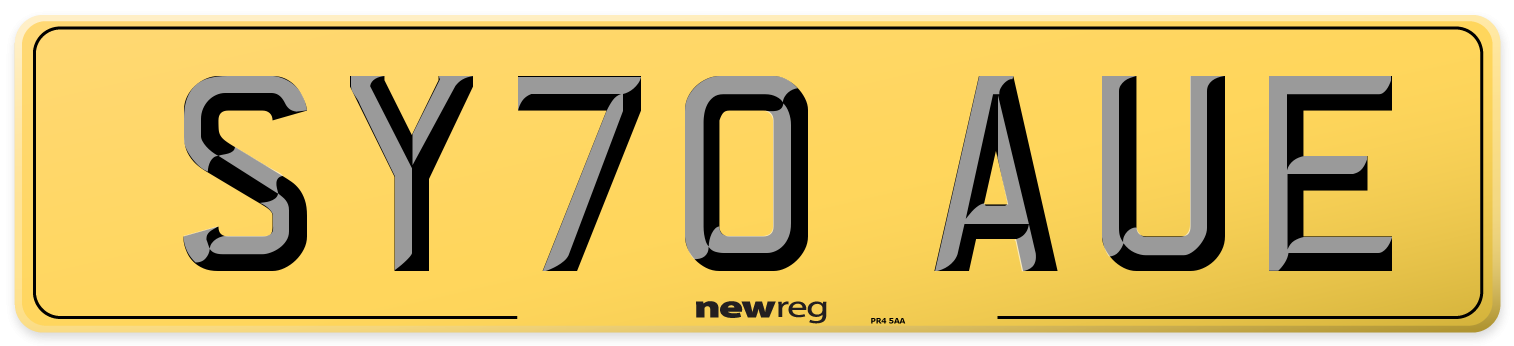 SY70 AUE Rear Number Plate