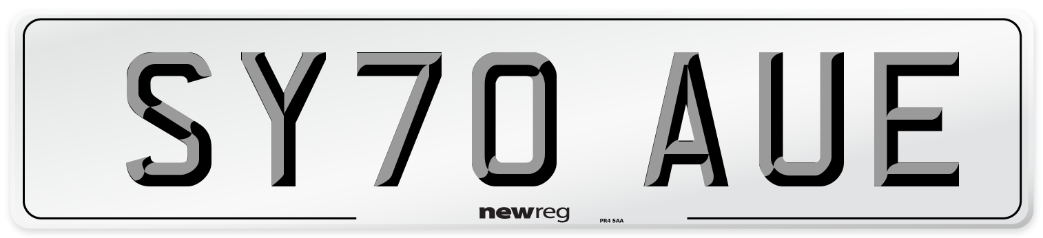 SY70 AUE Front Number Plate
