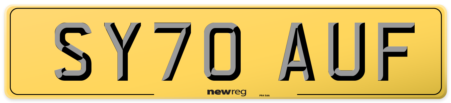SY70 AUF Rear Number Plate