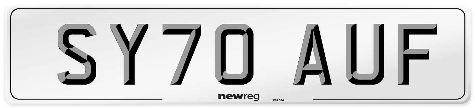 SY70 AUF Front Number Plate