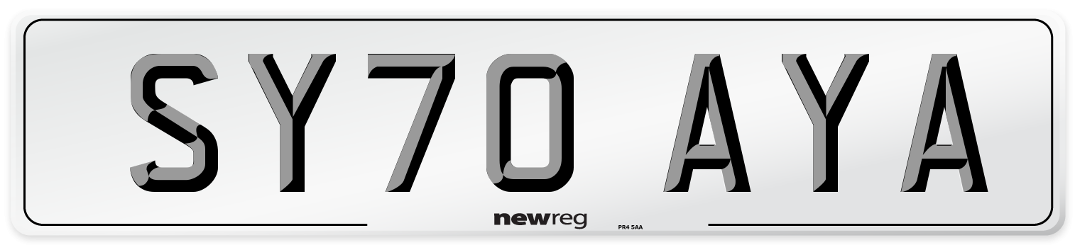 SY70 AYA Front Number Plate