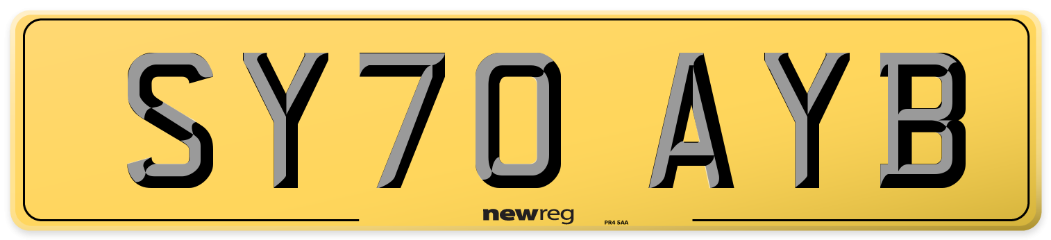 SY70 AYB Rear Number Plate