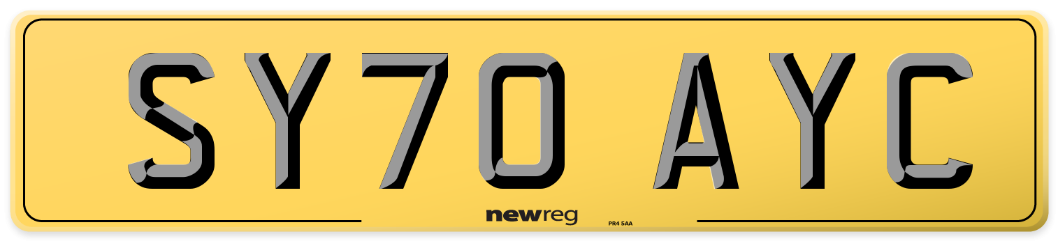SY70 AYC Rear Number Plate