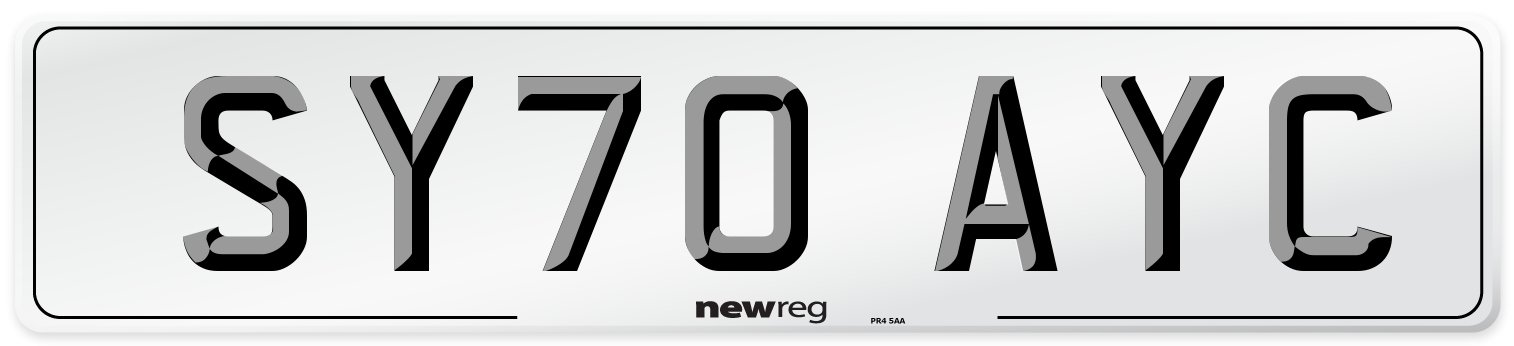SY70 AYC Front Number Plate