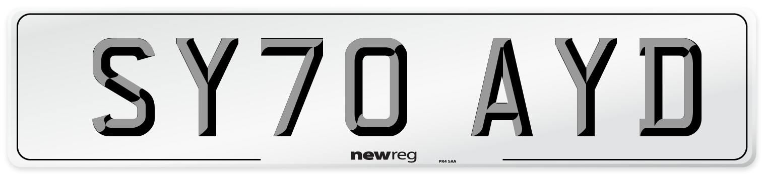 SY70 AYD Front Number Plate