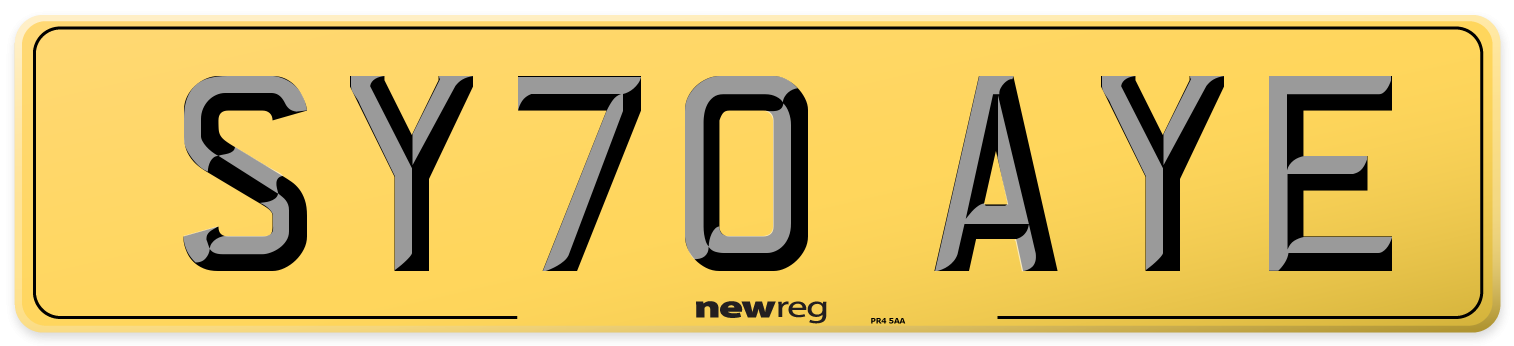 SY70 AYE Rear Number Plate