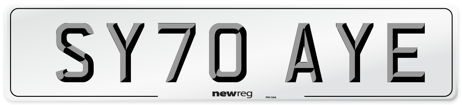 SY70 AYE Front Number Plate