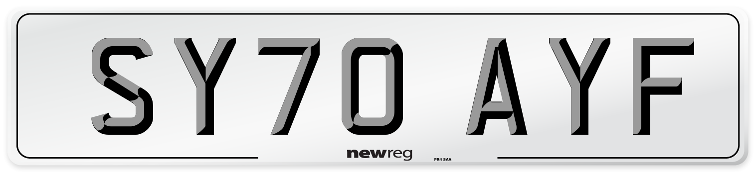 SY70 AYF Front Number Plate