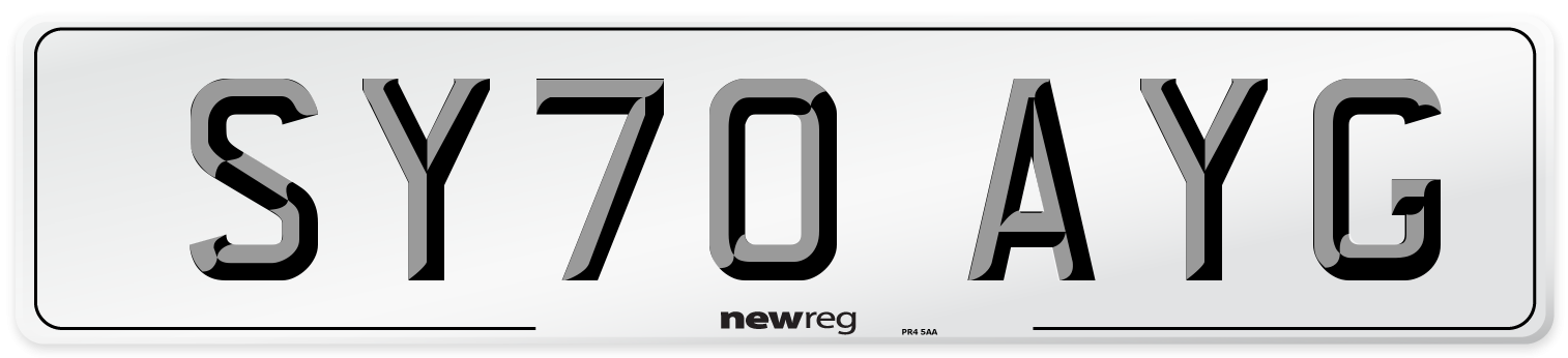 SY70 AYG Front Number Plate