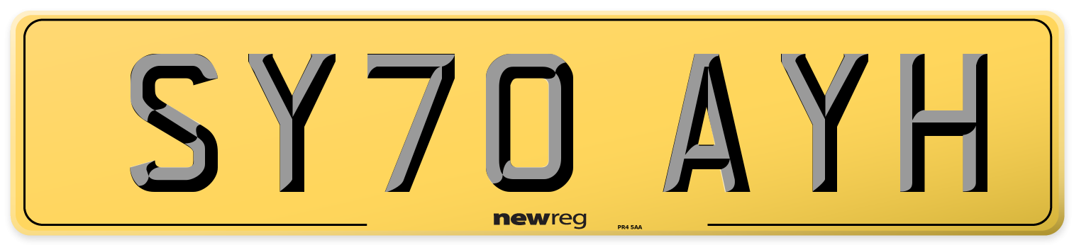 SY70 AYH Rear Number Plate