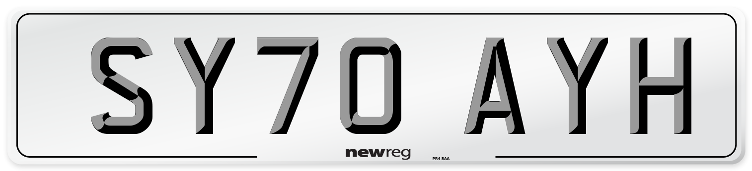 SY70 AYH Front Number Plate