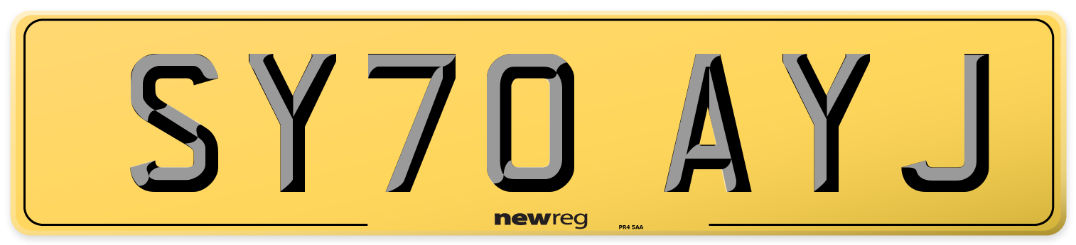 SY70 AYJ Rear Number Plate