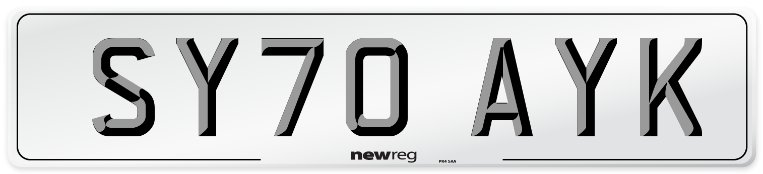 SY70 AYK Front Number Plate
