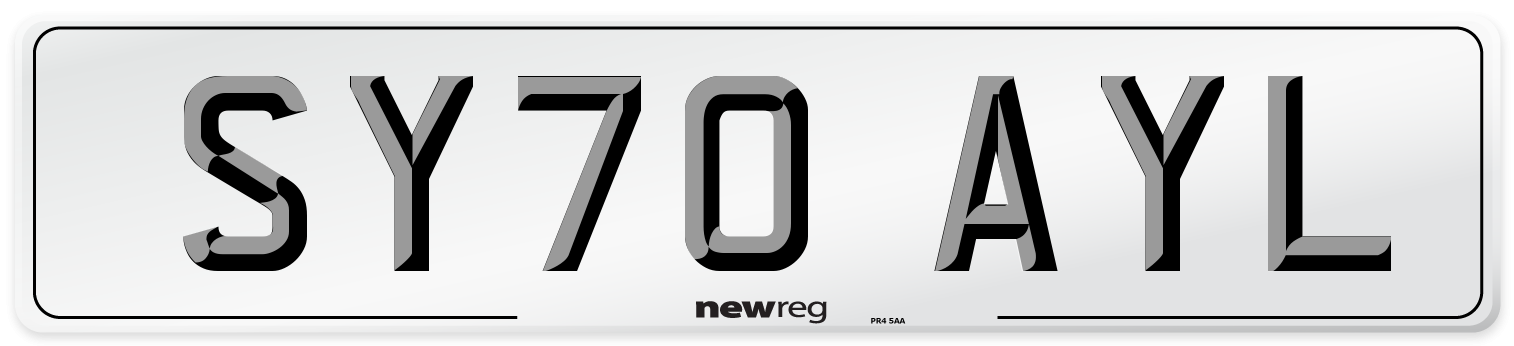 SY70 AYL Front Number Plate