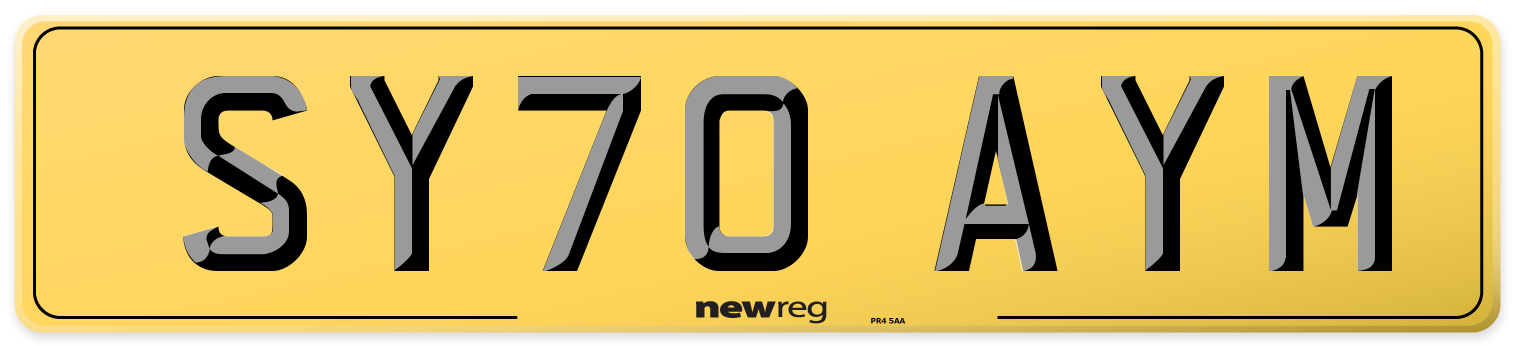 SY70 AYM Rear Number Plate