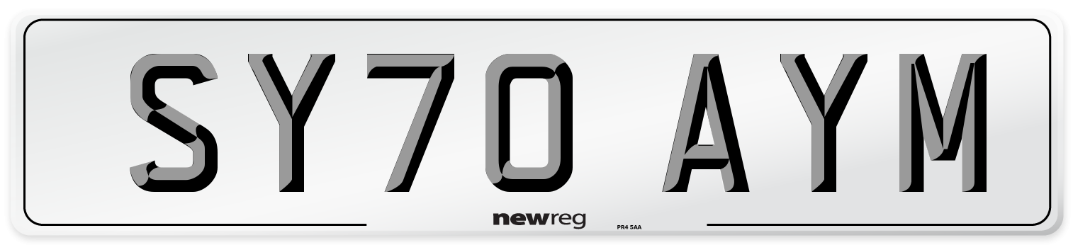 SY70 AYM Front Number Plate