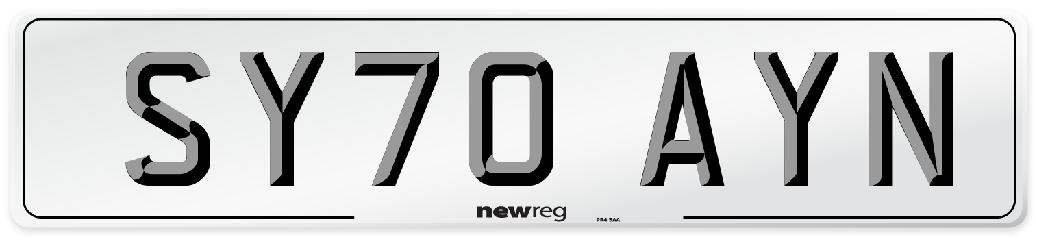 SY70 AYN Front Number Plate