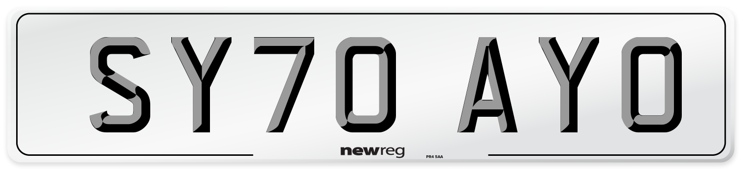 SY70 AYO Front Number Plate