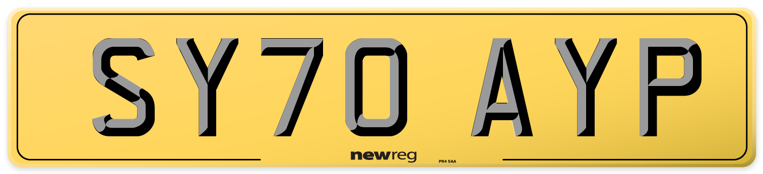 SY70 AYP Rear Number Plate
