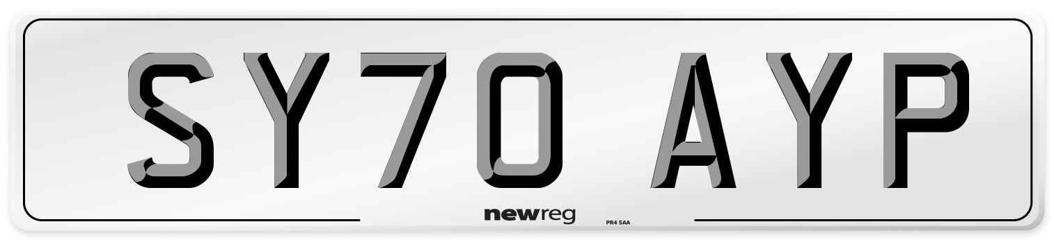 SY70 AYP Front Number Plate