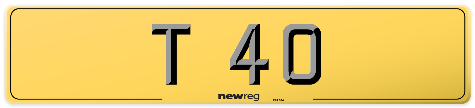 T 40 Rear Number Plate