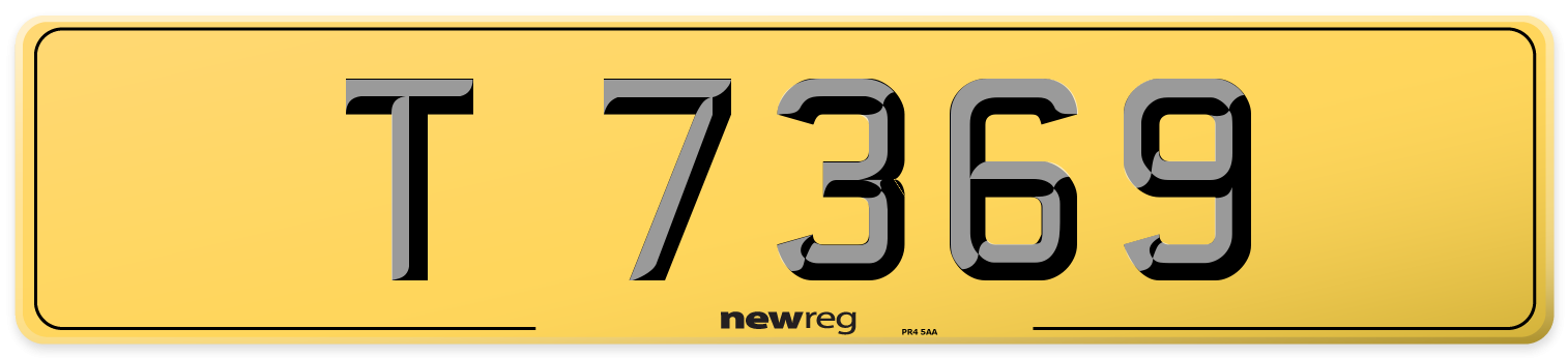 T 7369 Rear Number Plate
