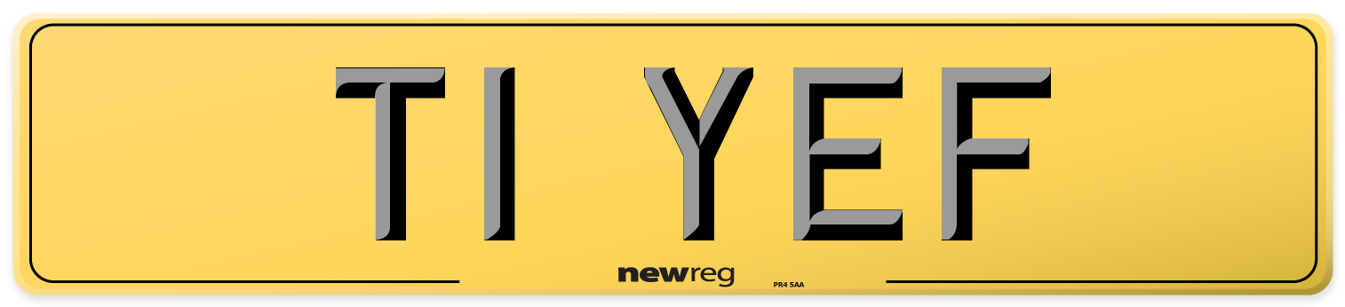 T1 YEF Rear Number Plate
