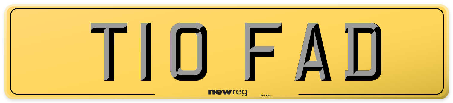 T10 FAD Rear Number Plate