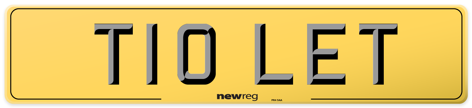 T10 LET Rear Number Plate