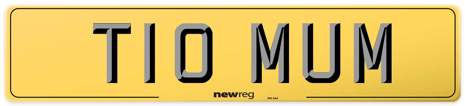 T10 MUM Rear Number Plate