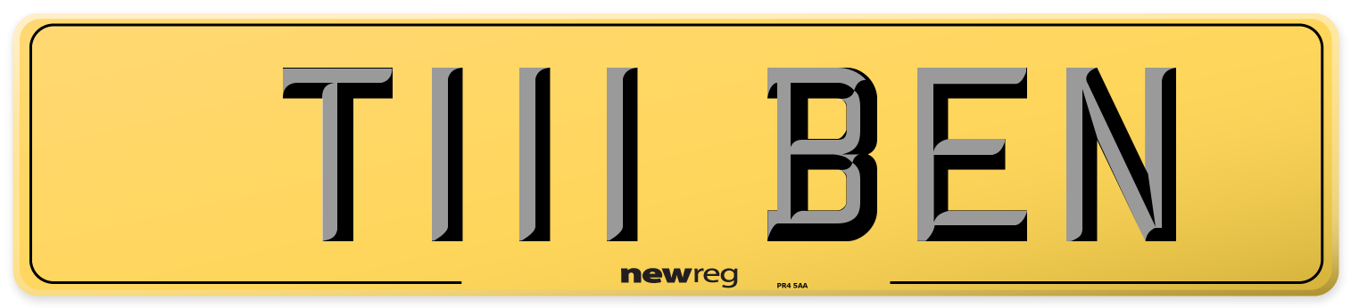 T111 BEN Rear Number Plate